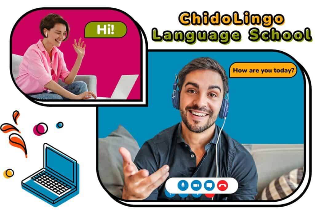 Clase de inglés entre 2 personas en chidoling.com